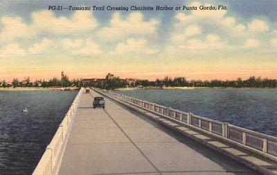 Old postcard, of Tamiami Trail near Port Charlotte.